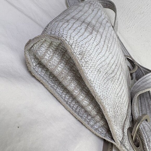 HAMMIT TONY Small Gray White Snakeskin Embossed Cow Leather Stud Crossbody - Picture 10 of 10